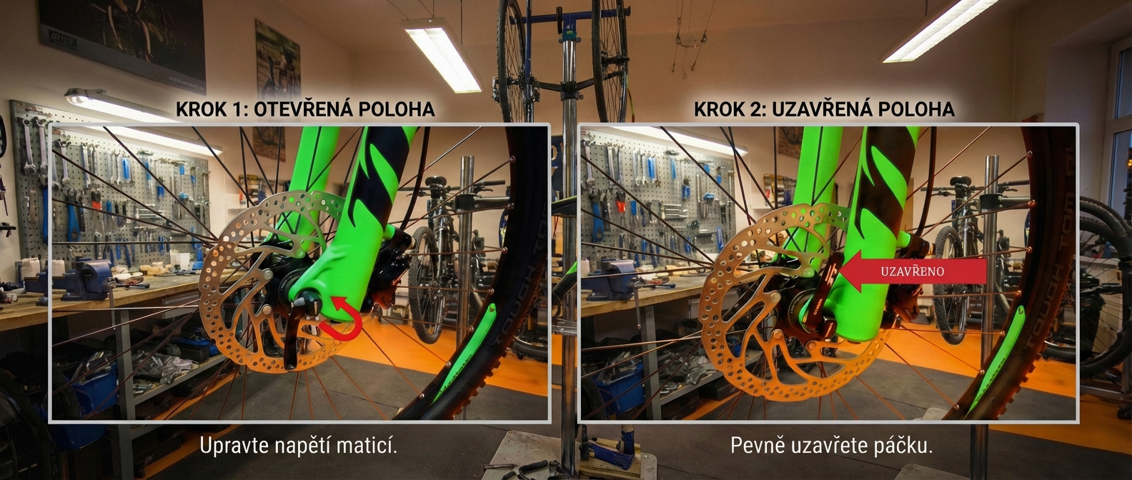 nastavení a upevnění kola rychloupínákem