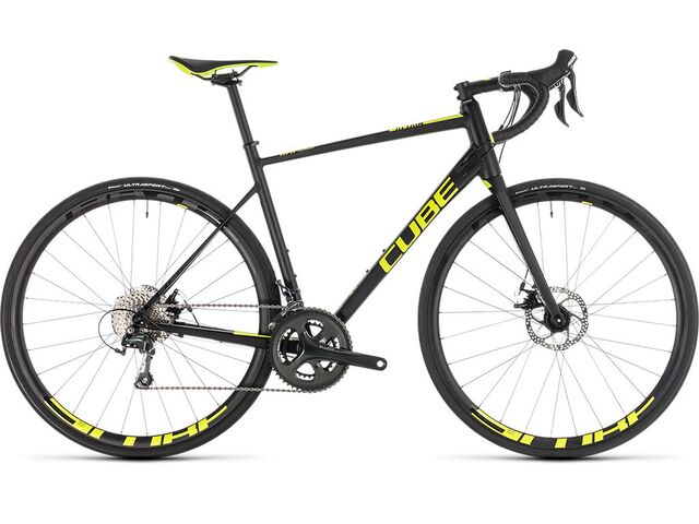 Silniční kolo CUBE  ATTAIN RACE DISC 2019 black´n´flashyellow