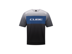 dres CUBE MTB Round Neck krátký rukáv šedo modrá